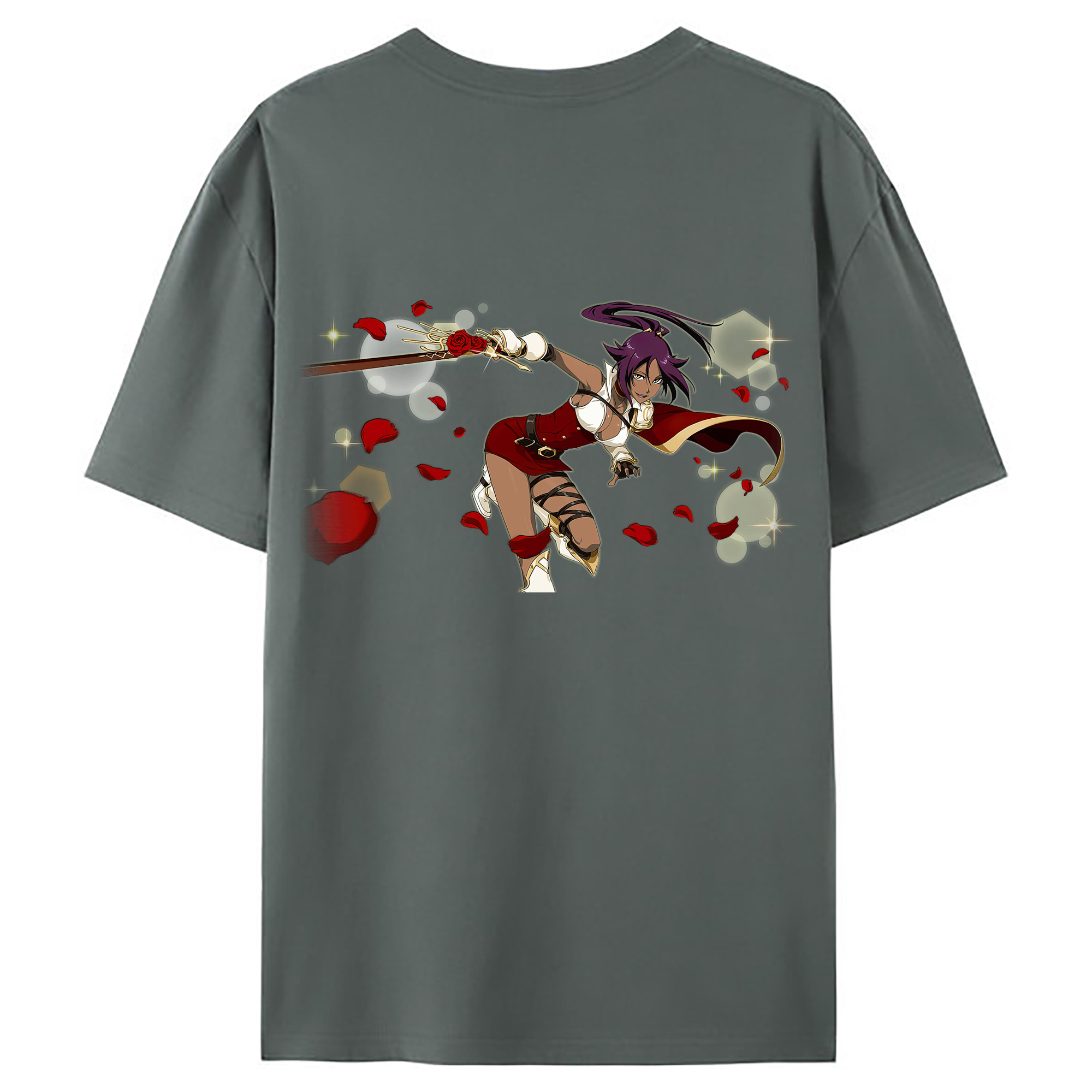 （画像用） ブリーチ 四楓院 夜一（しほういん よるいち） BLEACH Shihouin Yoruichi 綿100％ メンズ半袖Tシャツ（バックプリント） 通気性
